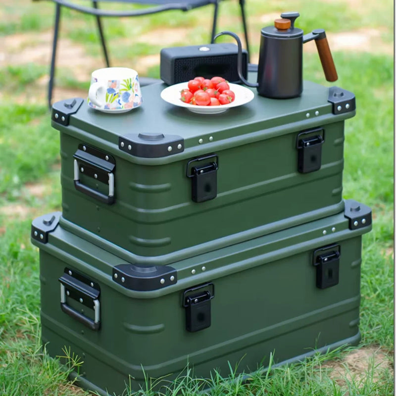 Load image into Gallery viewer, DOTWISE Outdoor Storage Box Camping Picnic Travel Aluminum Alloy Car Organizer Large Capacity Box Amry Green Storage Bag

