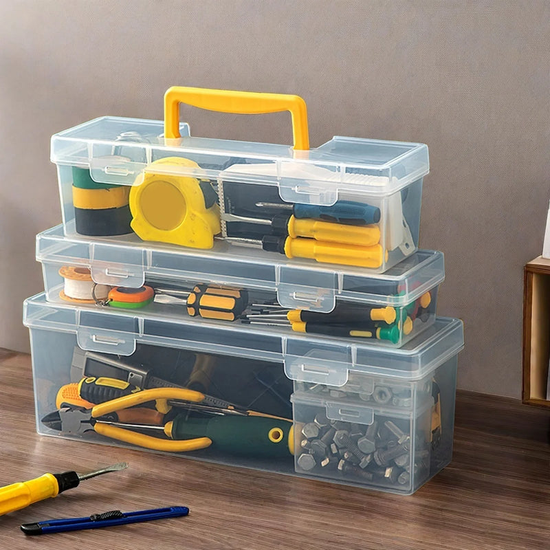 Load image into Gallery viewer, Transparent Handheld Toolbox Portable Large Capacity Thickened Plastic Hardware Tool Storage Box With Handle Tool Organizer Box
