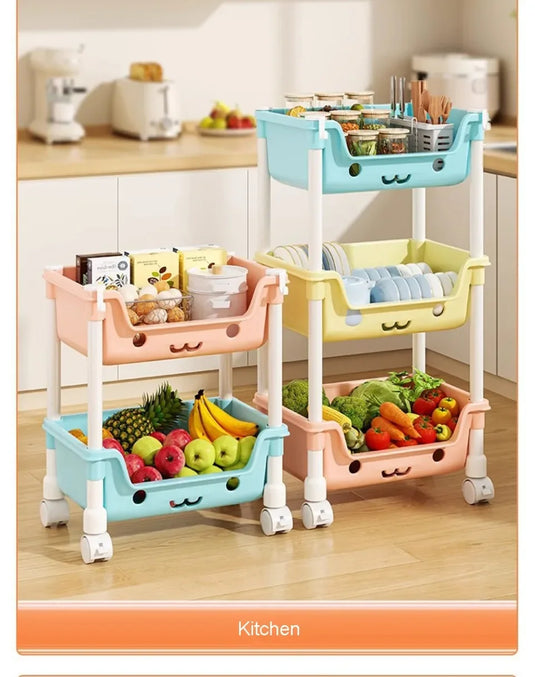 Toy Storage Trolley Bookshelf Kitchen Organizer Bathroom Accessories Snack Rack for Children Storage Organizer Kitchen Storage
