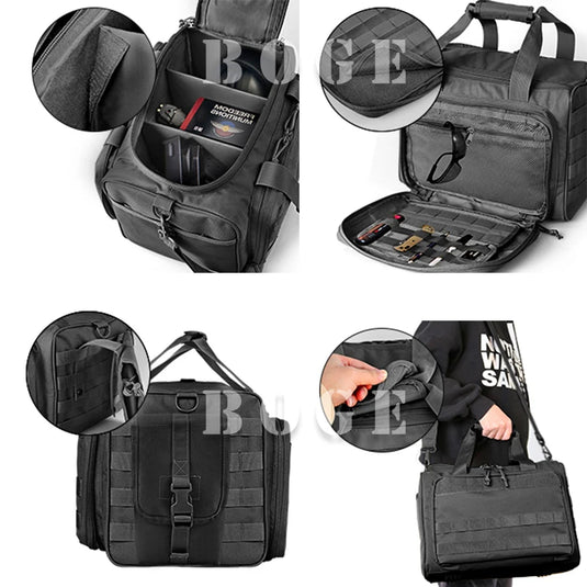 Shooting Range Bag Molle System Outdoor Hunting Accessory Nylon Tactical Gun Case Pack Pistol Tools Shoulder Bag Sniper Black