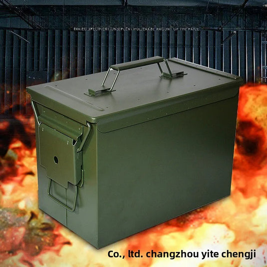 Metal bullet box, iron sheet storage box for hardware tools, small multi-functional protective portable ammunition empty box