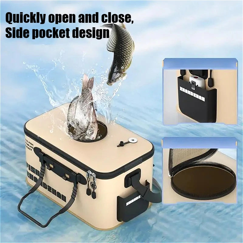 Load image into Gallery viewer, Folding fish bucket fish box large fishing bucket batch fishing bucket fishing bucket outdoor multifunctional  fishing bucket
