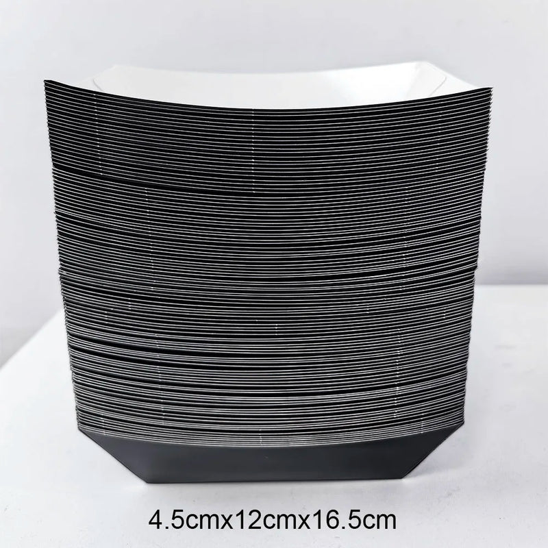 Load image into Gallery viewer, 6/12/24 Solid Color Paper Food Trays Disposable Food Boat Black White Blue Yellow Popcorn Box Baby Showe Birthday Party Supplies

