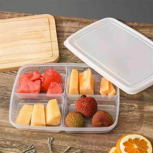 1PCS 4 Grids Food Fruit Storage Box Portable Compartment Refrigerator Freezer Organizers Meat Onion Ginger Container Boxes