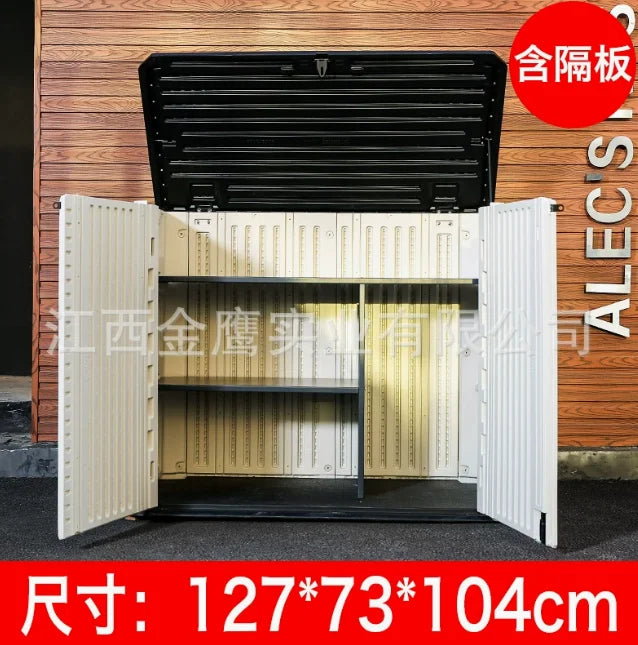 Load image into Gallery viewer, Customizable Modern Outdoor Garden Storage Box Easily Assembled HDPE Material Storage Cabinet Waterproof Rot Proof Wood Frame
