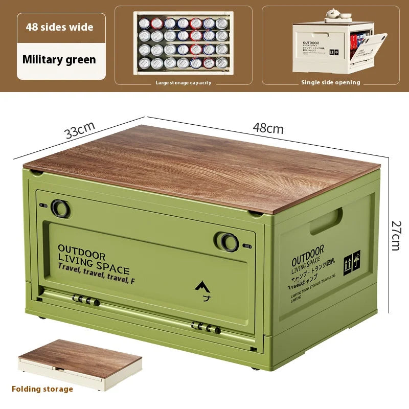 Load image into Gallery viewer, Outdoor Camping Storage Box Camping Wooden Lid Folding Box Car Trunk Storage Box Side Opening Plastic Organizer Box
