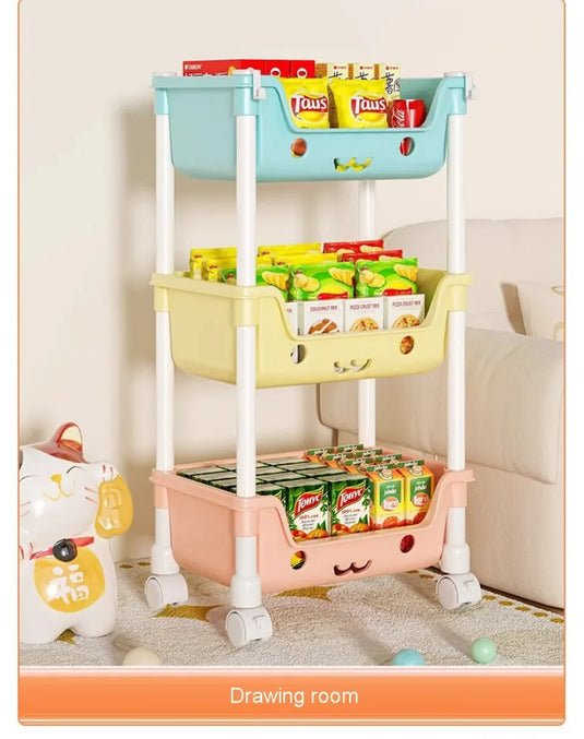 Toy Storage Trolley Bookshelf Kitchen Organizer Bathroom Accessories Snack Rack for Children Storage Organizer Kitchen Storage