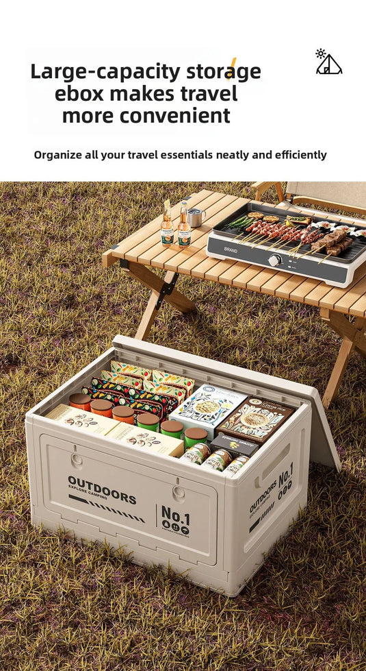 Foldable Storage Box for Camping Outdoor Large Capacity Side Opening Organizer for Car Home Toys Clothes