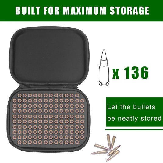 Hunting Tactical Ammo Box 7.62mm Shell Holder Bullet Case 136 Rounds Ammunition Container Rifle Cartridge Carry Storage Box