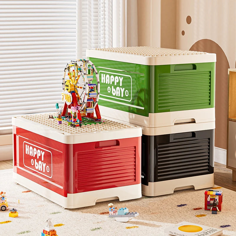 Load image into Gallery viewer, Foldable Toys Storage Box Building Block Organizer Box with Lid Movable Trolley Large Stackable Clothes Snack Storage Boxes
