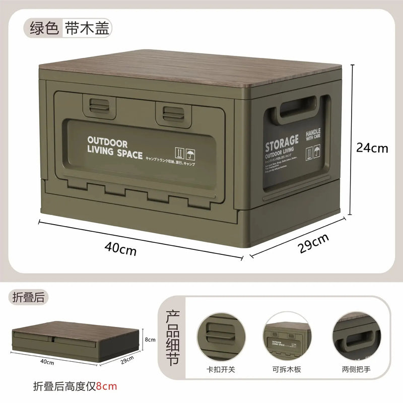 Load image into Gallery viewer, Outdoor Storage Box Camping Folding Box Camping Organizer Car Trunk Wooden Lid Industrial Air Storage Box
