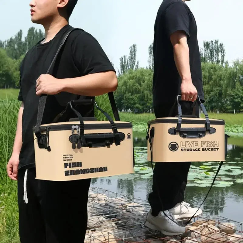 Load image into Gallery viewer, Folding fish bucket fish box large fishing bucket batch fishing bucket fishing bucket outdoor multifunctional  fishing bucket

