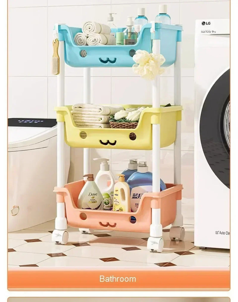 Load image into Gallery viewer, Toy Storage Cart Children's Toy Storage Rack and Shelf Rotating Bookshelf Household Mobile Handcart Living Room Storage Rack
