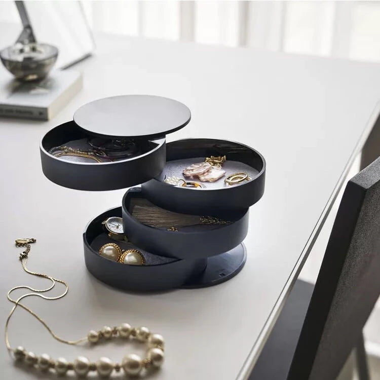 Load image into Gallery viewer, Rotating Multi-layer Desktop Storage Box Hair Accessories Jewelry Makeup BoxNWith Lid Dustproof Jewelry Box Jewelry Storage Box
