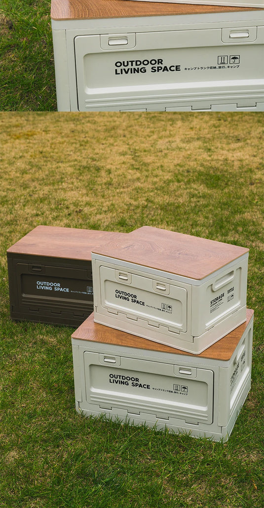 Outdoor Storage Box Camping Folding Box Camping Organizer Car Trunk Wooden Lid Industrial Air Storage Box