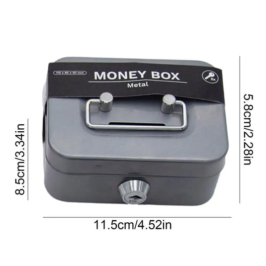 Portable Small Lock Box Security Safe Lock Boxes Mini Metal Cash Box Money Bank Metal Coin Bank Security Box Sturdy Cash Box