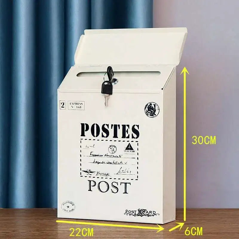 Load image into Gallery viewer, Household Industrial Style Photography Prop Mailbox Retro Christmas Mailboxes Tin Letter Box Vertical Suggestion Box Letter Box
