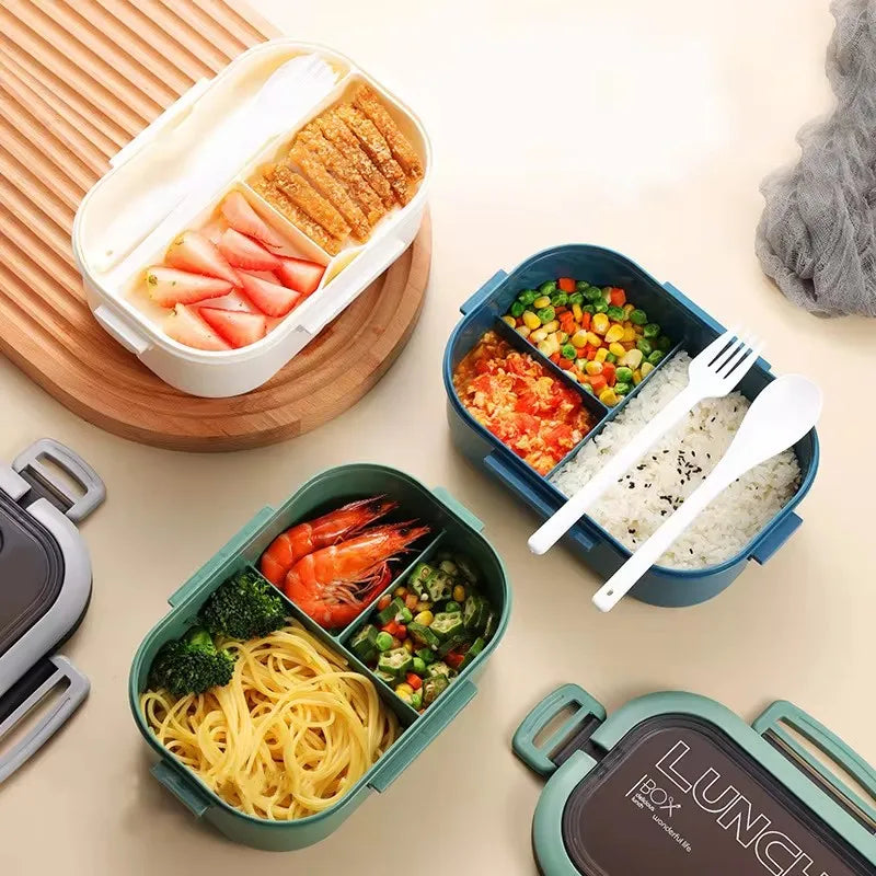 Load image into Gallery viewer, Kitchen Supplies: Single-layer, Double-layer Portable Fruit Food Box, Lunch Box with Fork Spoon and Spoon Preservation Box
