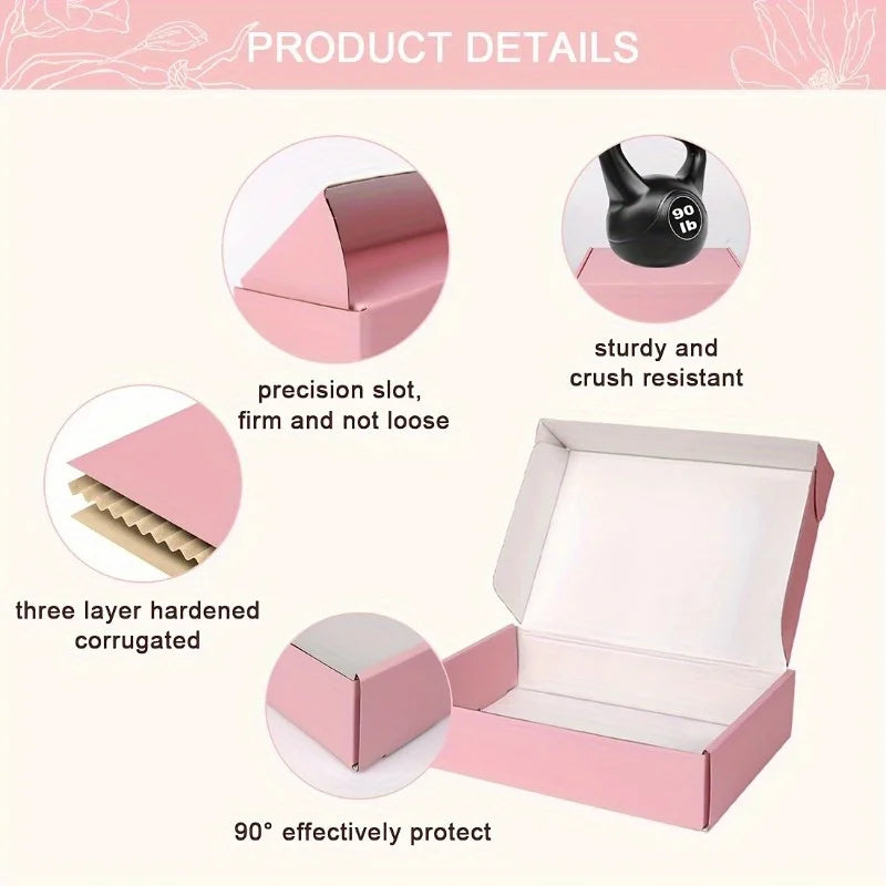 Load image into Gallery viewer, 10 Pcs Pink Shipping Boxes Pink Corrugated Cardboard Mailer Boxes Bulk for Packaging Small Business Mailing Gift
