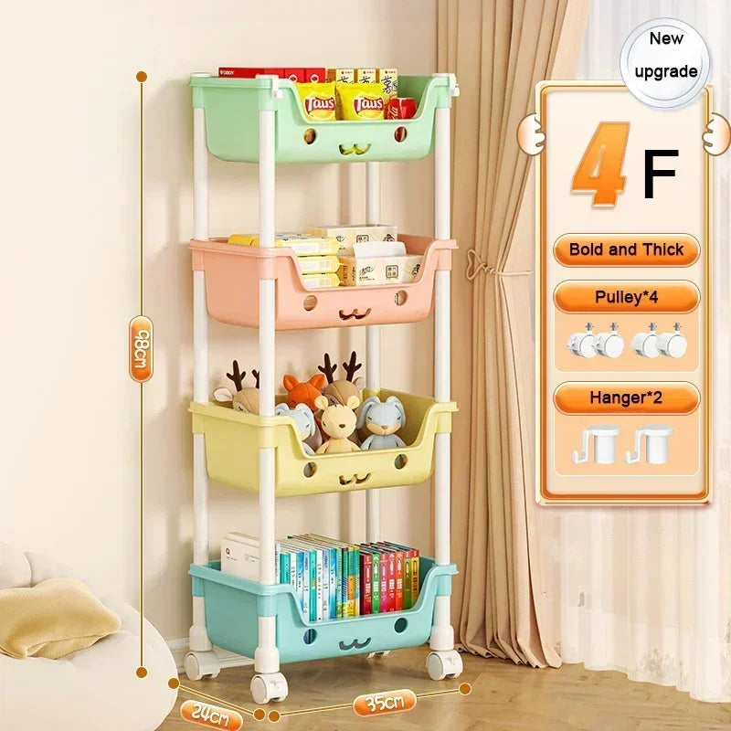 Load image into Gallery viewer, Toy Storage Cart Children's Toy Storage Rack and Shelf Rotating Bookshelf Household Mobile Handcart Living Room Storage Rack
