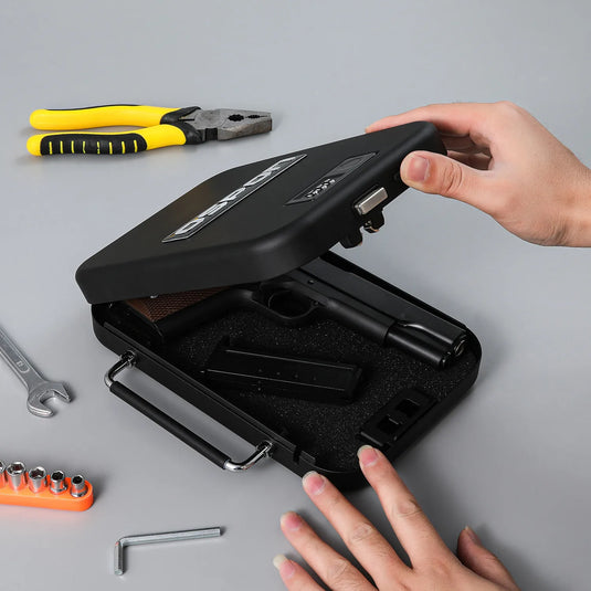 Gun Safe Box Biometric Fingerprint Mechanical Password Safe for Weapons Smart Mini Safety Gun Firearm Vault Pistol