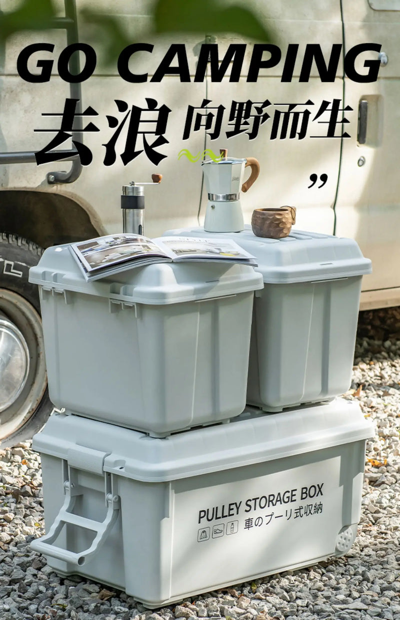 Load image into Gallery viewer, Industrial Storage Box Large Capacity Organizer Box Durable Camping Container with Wheels Heavy-Duty Storage Case Off-White
