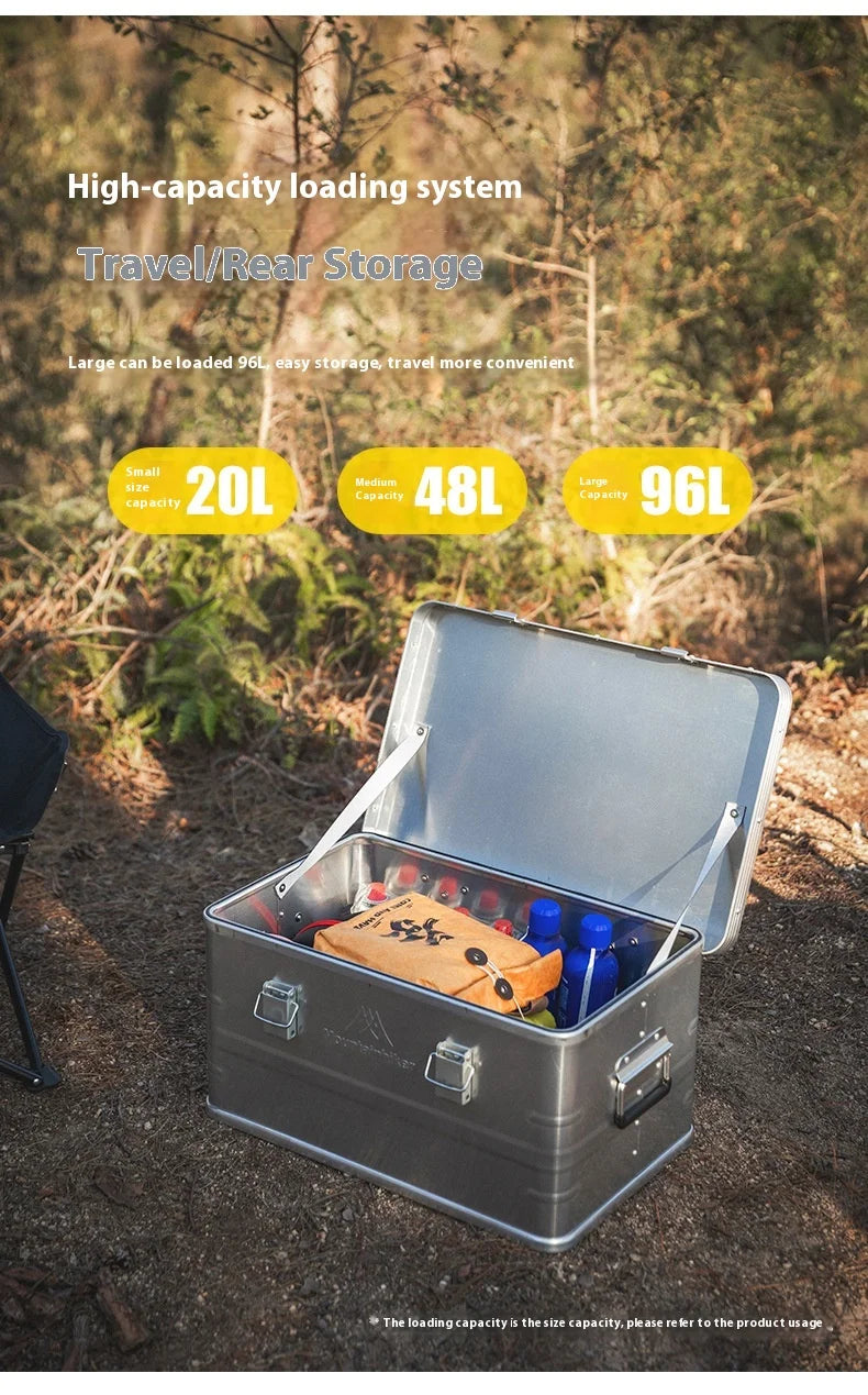 Load image into Gallery viewer, MOUNTAINHIKER Outdoor Storage Box Camping Picnic Travel Aluminum Alloy Large Capacity Box Silver Storage Bag 30-80L
