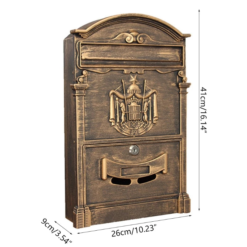 Load image into Gallery viewer, European-Style Villa Letterbox Outdoor Waterproof Mailbox Wall Mount Postbox Retro Suggestion Box with for Key Lock for
