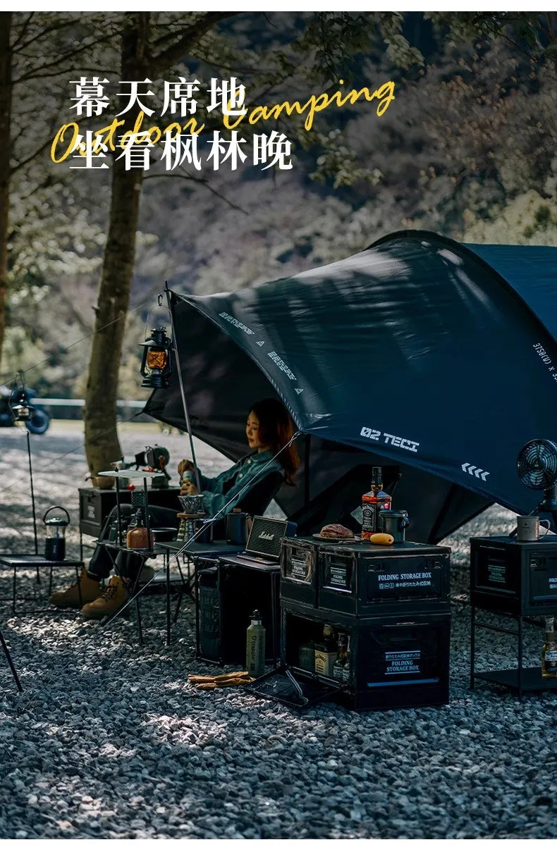 Load image into Gallery viewer, Black Outdoor Camping Box | Foldable Multi-Functional Storage Container | Industrial Style Gear Organizer for Car Trunk &amp; Campin
