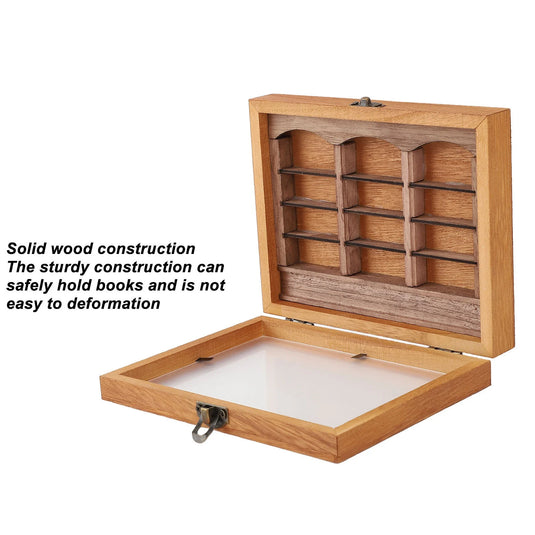 Miniature Bookshelf Decoration 196 Folded Books Miniature Book Boxes Display Case  Wood Stylish for Coffee Shop