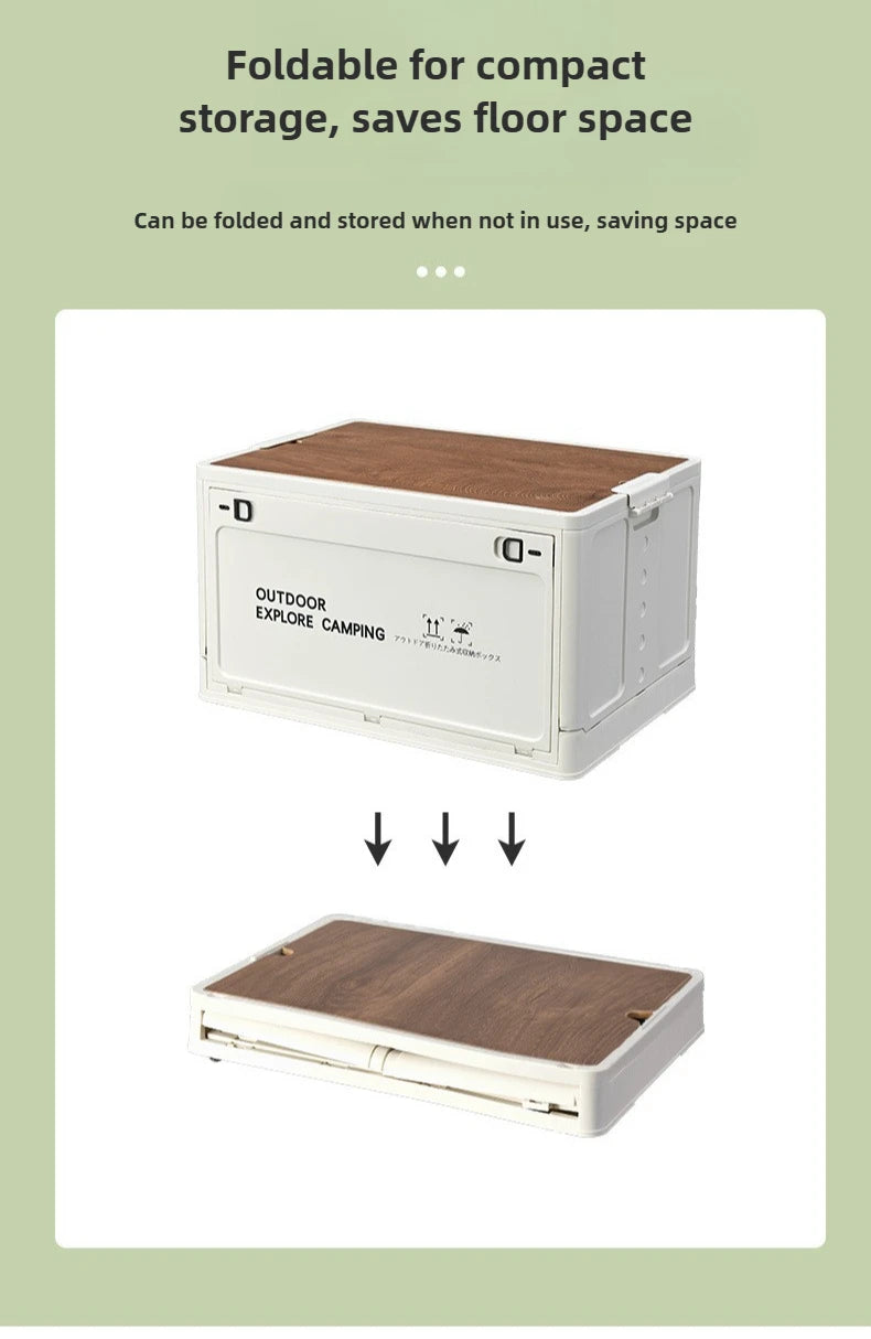 Load image into Gallery viewer, Folding outdoor picnic camping box, wooden-lid storage box, household storage luggage and organization box, car-mounted carrying
