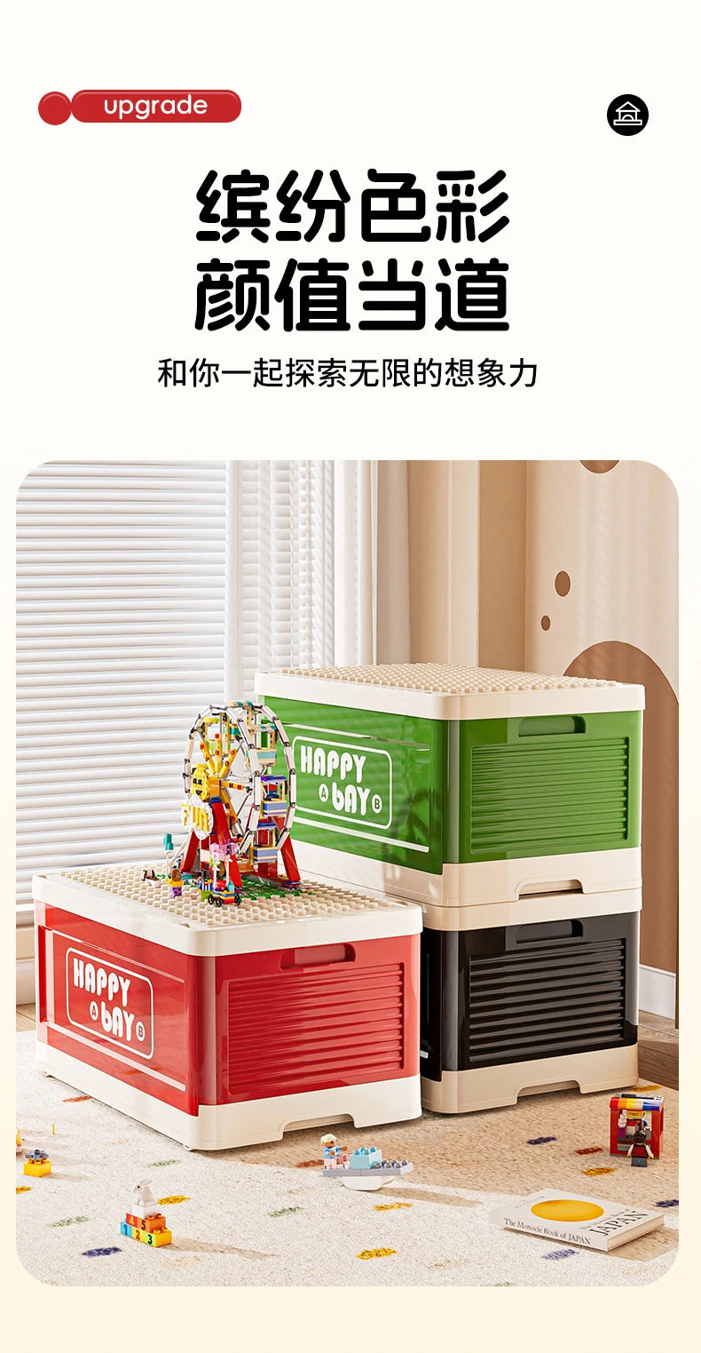 Load image into Gallery viewer, Foldable Toys Storage Box Building Block Organizer Box with Lid Movable Trolley Large Stackable Clothes Snack Storage Boxes
