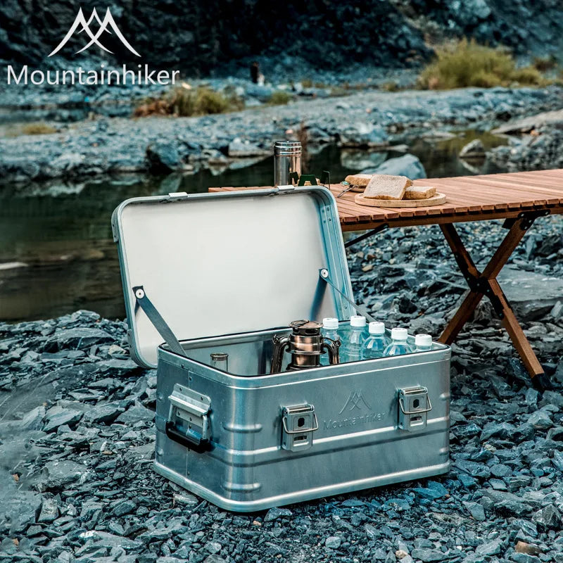 Load image into Gallery viewer, MOUNTAINHIKER Outdoor Storage Box Camping Picnic Travel Aluminum Alloy Large Capacity Box Silver Storage Bag 30-80L
