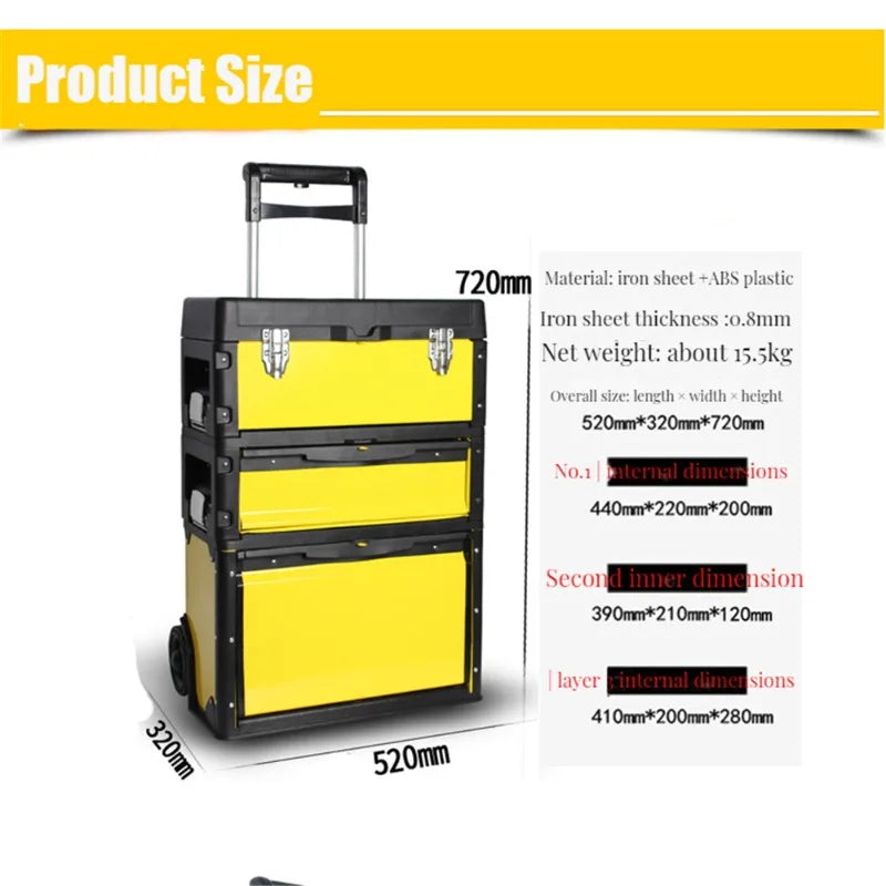 Load image into Gallery viewer, Tool Box Storage Professional Big Metal Removable Three-layers Alloy Tool Box Workshop Storage Hardware Electrician Product
