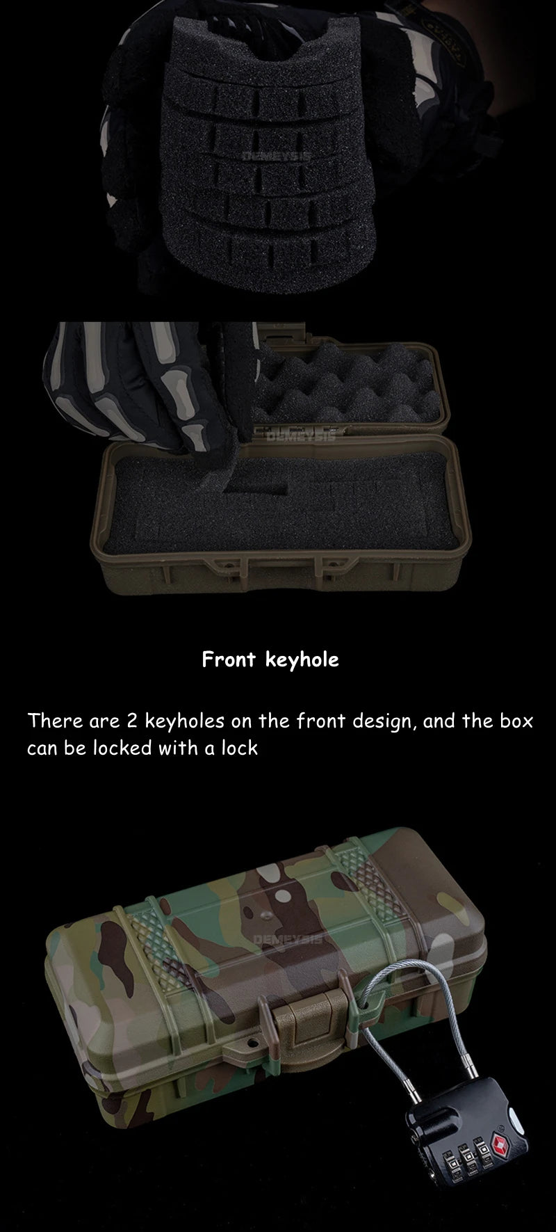 Load image into Gallery viewer, Tactical Flashlight Storage Box Dustproof with Padded Hunting Shooting Toolbox Suitcase Lockable Safety Accessories Case
