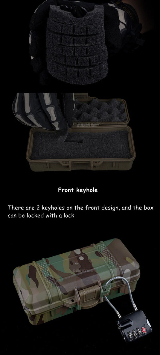 Tactical Flashlight Storage Box Dustproof with Padded Hunting Shooting Toolbox Suitcase Lockable Safety Accessories Case