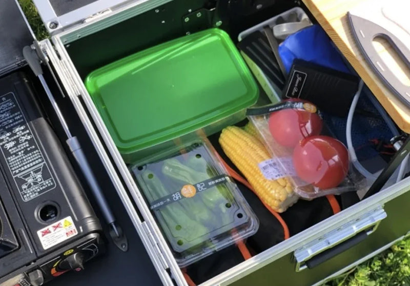 Load image into Gallery viewer, Outdoor Camping Portable Mobile Kitchenette Camping Picnic Kitchen Cooking Folding Storage Box Integrated Stove

