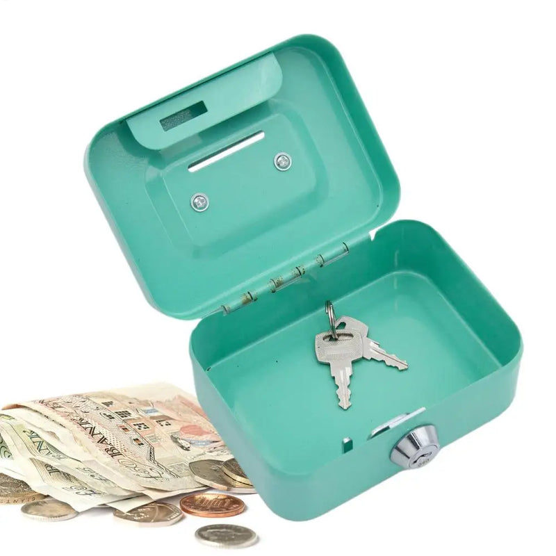 Load image into Gallery viewer, Portable Small Lock Box Security Safe Lock Boxes Mini Metal Cash Box Money Bank Metal Coin Bank Security Box Sturdy Cash Box
