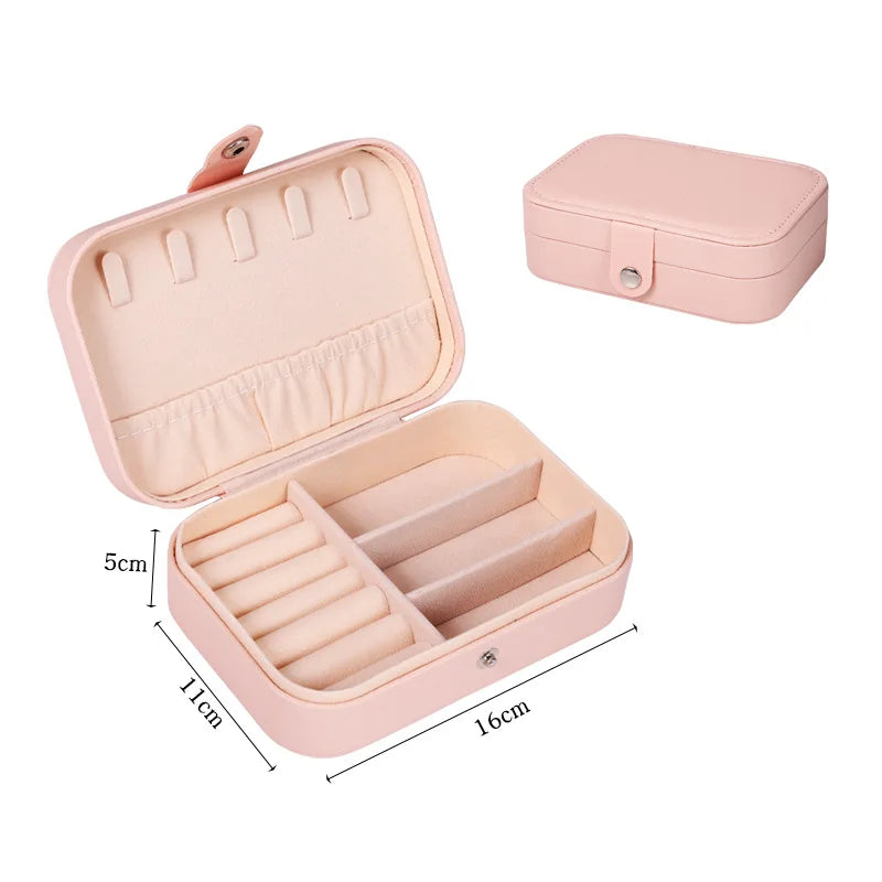 Load image into Gallery viewer, Portable Jewelry Box Jewelry Organizer Display Travel Jewelry Case Boxes Button Leather Storage Zipper Jewelers Joyero

