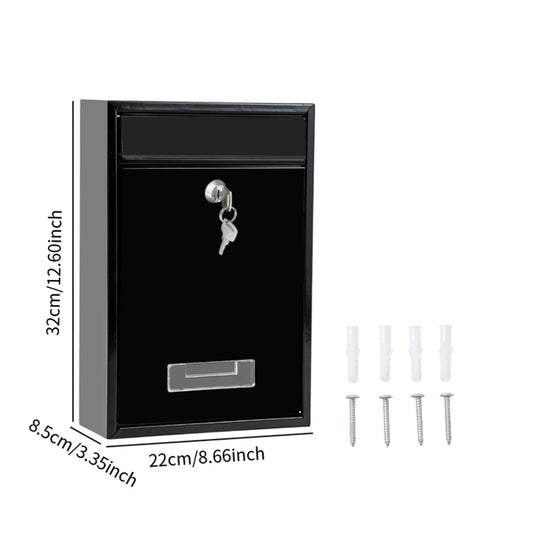 Wall Mounted Mailbox Lockable with 2 Keys Postbox Iron Post Letter Mail Insertion for Outdoor Home Office External Gate Door