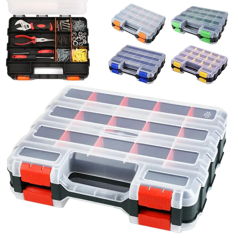 Load image into Gallery viewer, Handheld Tool Box Organizer Sets  Compartment Small Parts Boxes Large Capacity Thickened Plastic Hardware Tool Storage Box
