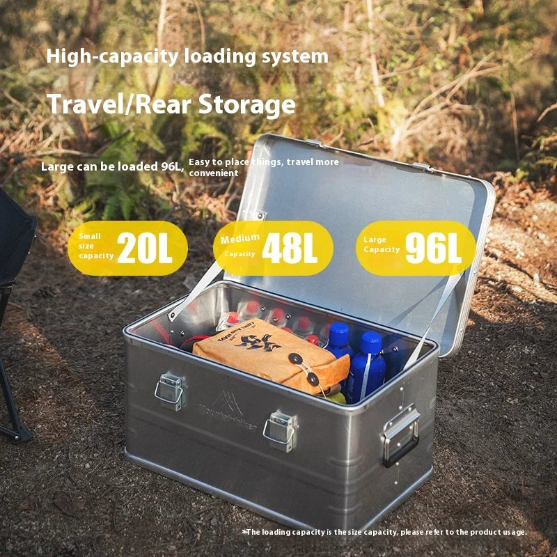 Load image into Gallery viewer, 30-80L Outdoor Storage Box Camping Picnic Travel Aluminum Alloy Large Capacity Box Accessories Storage Bag Hiking Accessories
