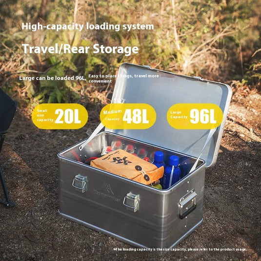 30-80L Outdoor Storage Box Camping Picnic Travel Aluminum Alloy Large Capacity Box Accessories Storage Bag Hiking Accessories