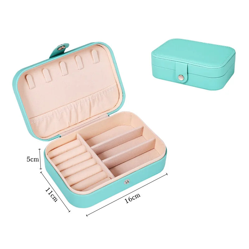Load image into Gallery viewer, Portable Jewelry Box Jewelry Organizer Display Travel Jewelry Case Boxes Button Leather Storage Zipper Jewelers Joyero
