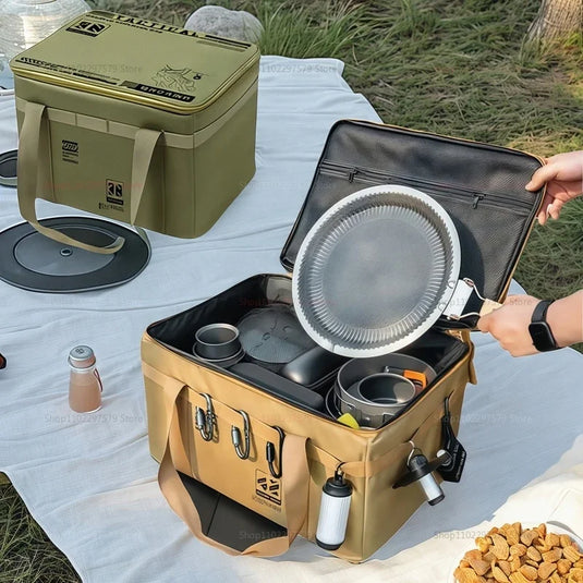 Outdoor folding storage box, picnic camping equipment storage box, tableware and kitchenware storage bag, large capacity