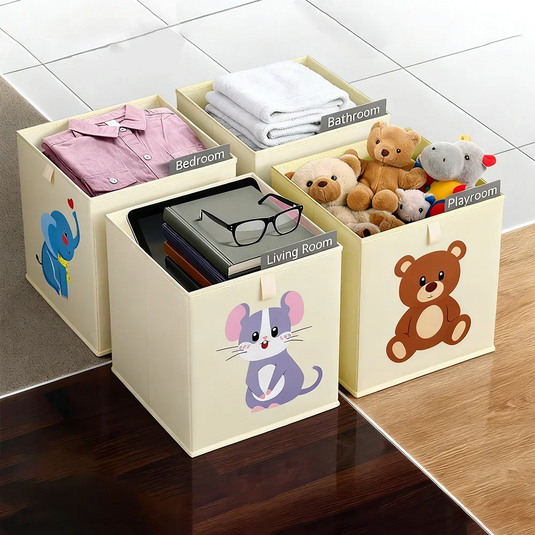 Cartoon Children's Toy Storage Boxes Foldable Oxford Household Storage Basket for Kids Nursery Bedroom Playroom Living Room