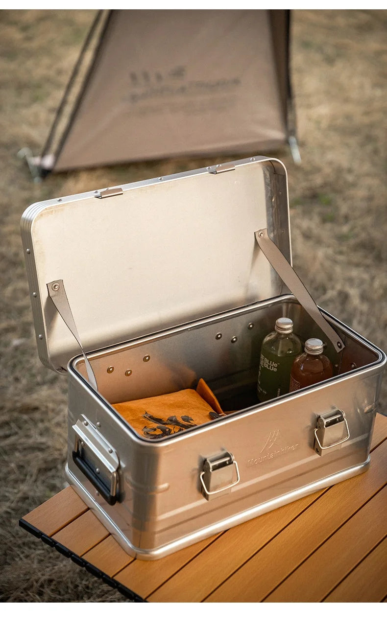 Load image into Gallery viewer, MOUNTAINHIKER Outdoor Storage Box Camping Picnic Travel Aluminum Alloy Large Capacity Box Silver Storage Bag 30-80L
