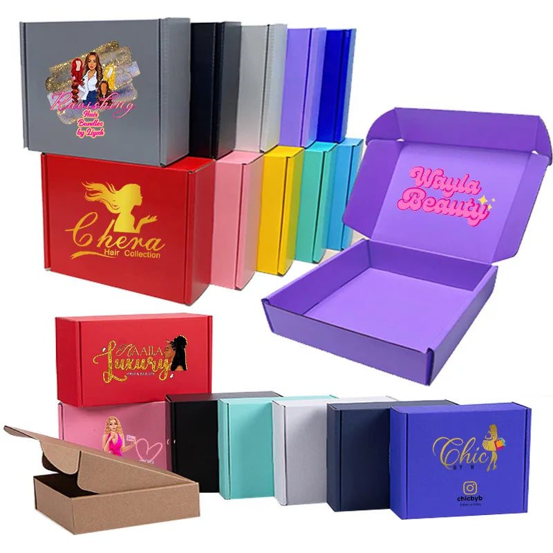 Load image into Gallery viewer, Shipping Boxes For Small Business 10Packs Cardboard Box For Shipping Customize Logo Gift Box Wig Packaging Storage Box
