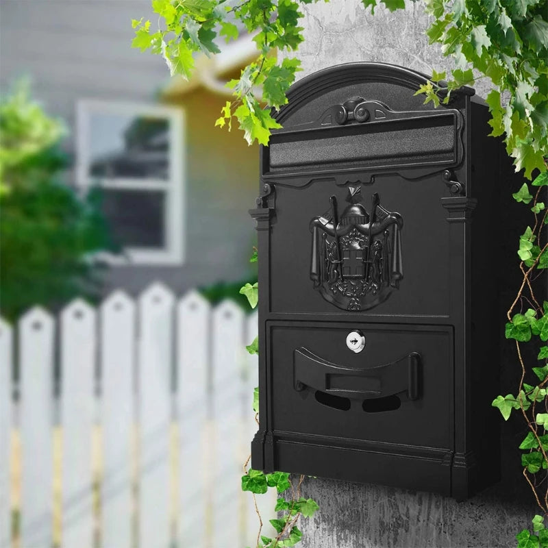 Load image into Gallery viewer, European-Style Villa Letterbox Outdoor Waterproof Mailbox Wall Mount Postbox Retro Suggestion Box with for Key Lock for
