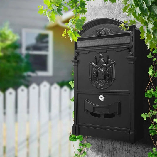 European-Style Villa Letterbox Outdoor Waterproof Mailbox Wall Mount Postbox Retro Suggestion Box with for Key Lock for